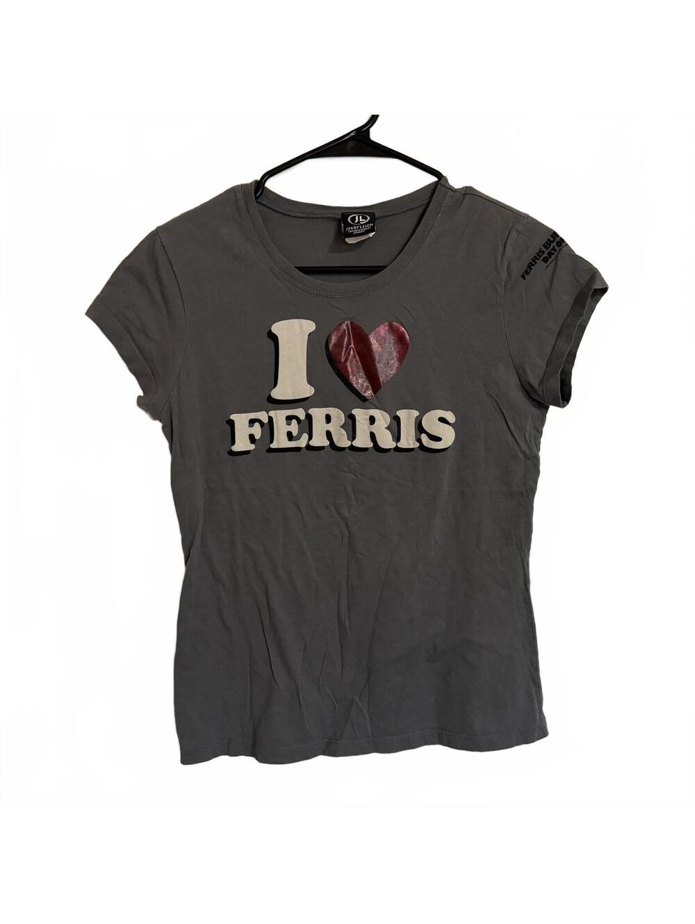 80’s Jerry Leigh I Love Ferris Gray baby doll T-Shirt juniors fitted large L